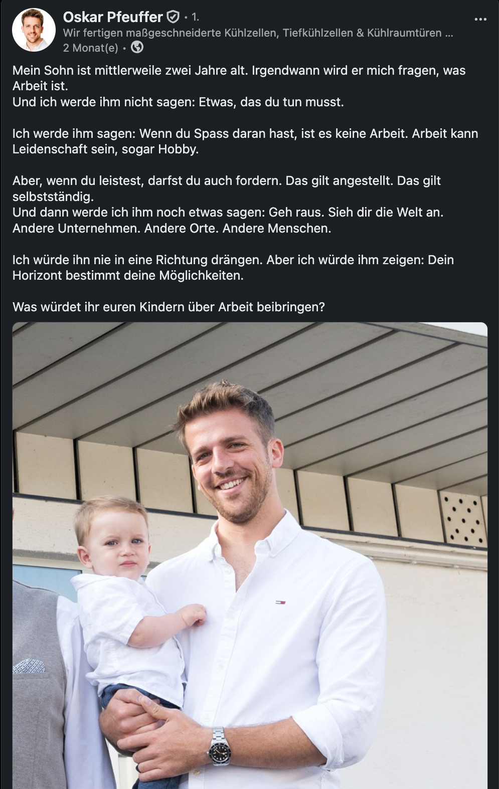 LinkedIn-Post von Oskar Pfeuffer